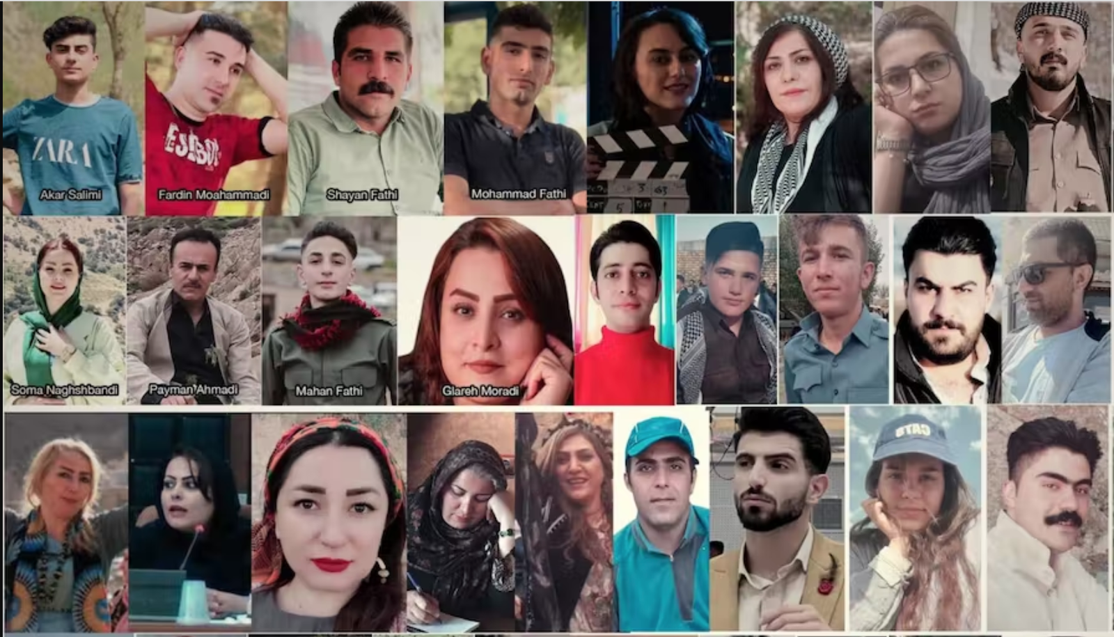 Picture of Iran protestors who have been arrested